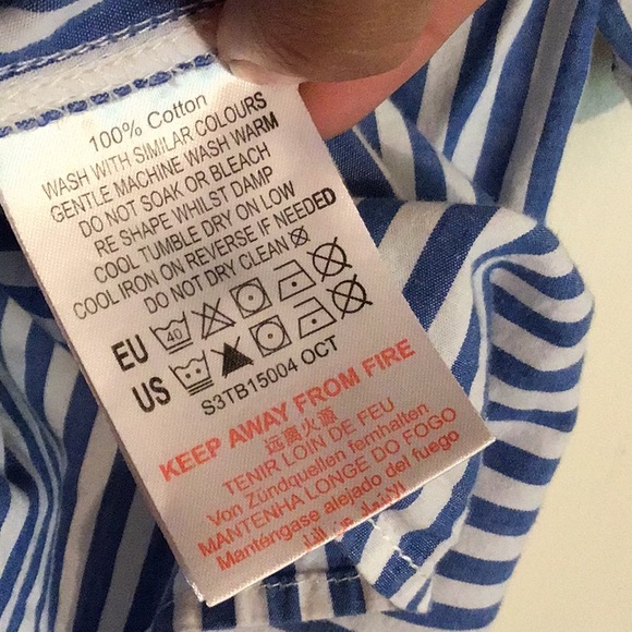 Pumpkin patch blue stripped button up shirt - Picture 5 of 5